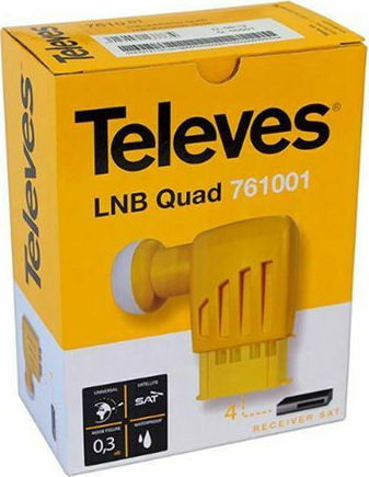 Televes LNB Cuaternar (4 Ieșiri) Cu Limită De Zgomot Redus 0.3dB