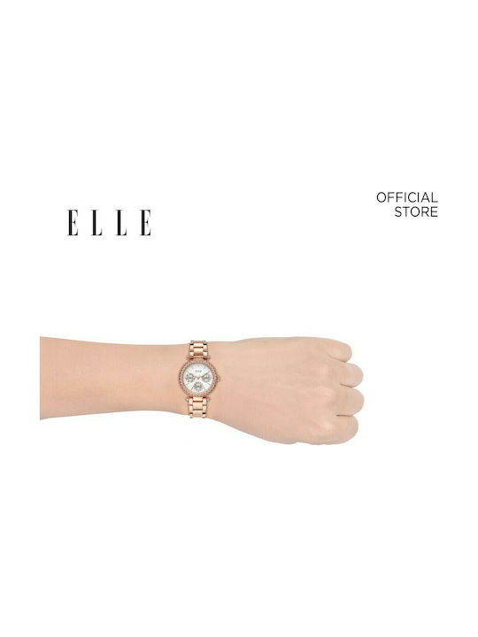 Elle Time & Jewelry Uhr Chronograph mit Rose Gold Metallarmband ELL23004