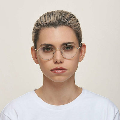 Meller Yuda Metallic Blue Light Blocking Glasses in Rose Gold Color B-Y-ROSE
