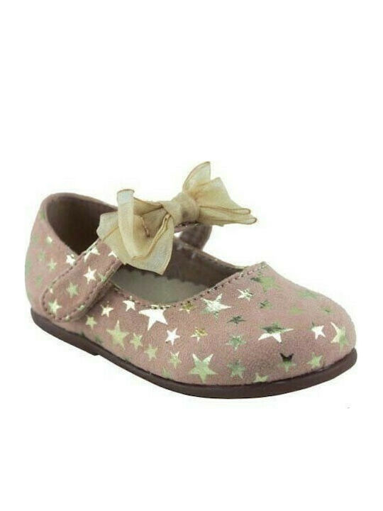 Zak Kids Suede Ballerinas with Hoop & Loop Closure Beige