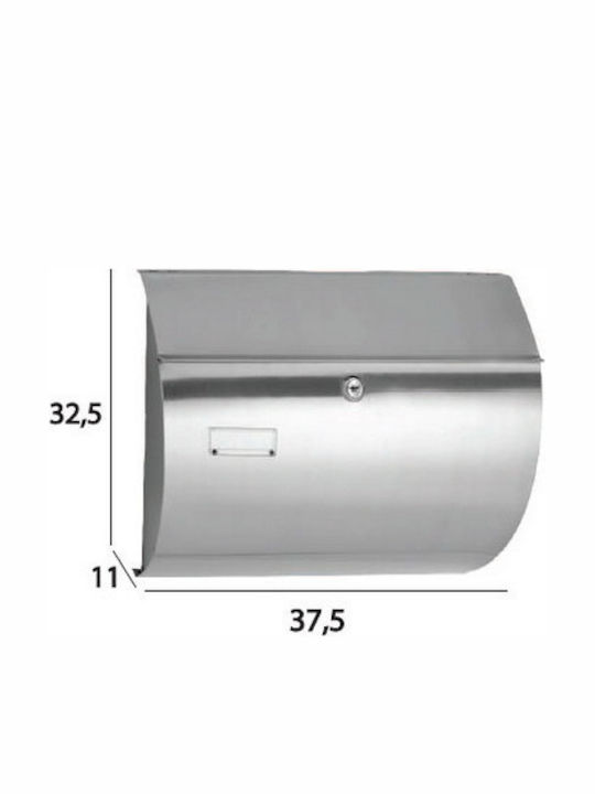 Import Hellas Outdoor Mailbox Metallic Nickel Matt 37.5x11x32.5cm