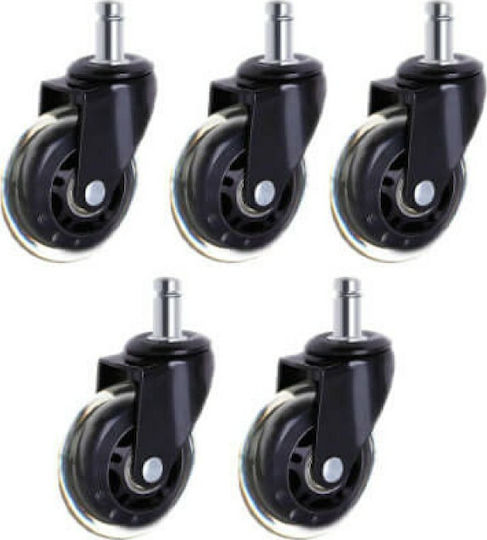 Factory Caster for Office Chair Plastic 5 Pieces Silver
