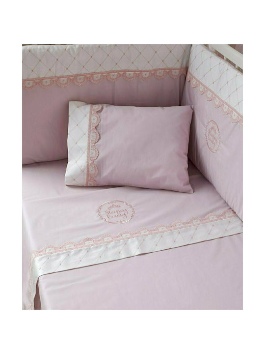 Kentia Сет Бебешка Долен Калъф с Калъфка за Възглавница Beauty Розов 100x140см.
