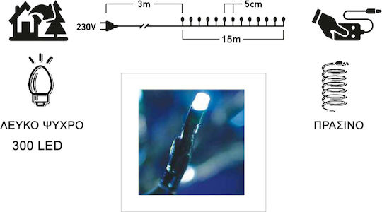 300 Lichterketten LED 18m. Kaltes Weiß in Zeichenfolge 1Stück