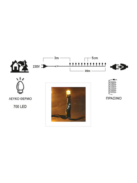 700 Luminite LED 38m. Alb cald tip Șir 1buc