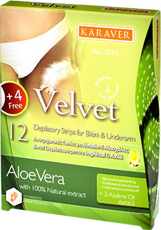Karaver Velvet Ταινίες Αποτρίχωσης για το Μπικίνι Aloe Vera 16τμχ