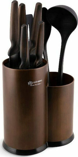 Edenberg Cooking Utensil Set with Base Brown 9pcs