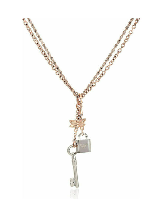 Emporio Armani Heritage Necklace from Pink Gold Plated Steel