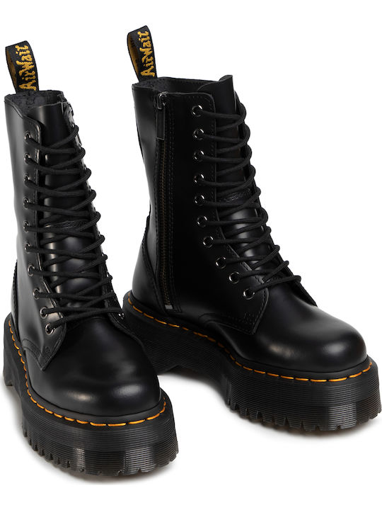 Jadon Hi Leather Women's Ankle Boots with Medium Heel Black