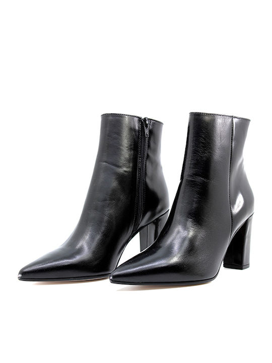 Paola Ferri 7134 Women's Leather High Heel Ankle Boots Black