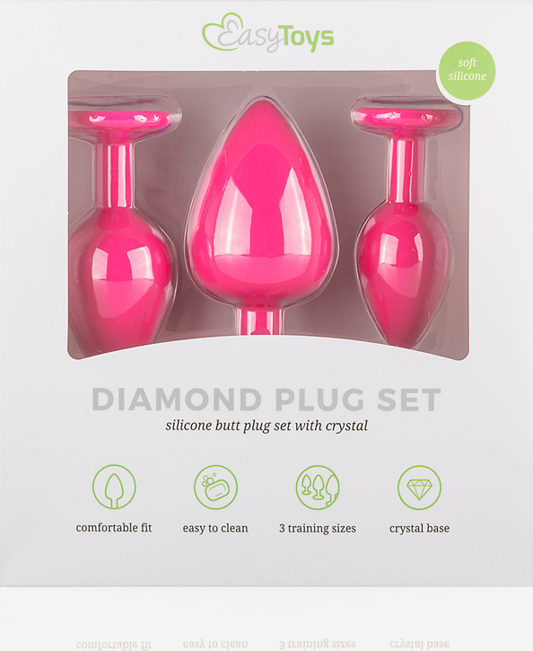 Easytoys Silicone Buttplug Set With Diamond Pink Skroutzgr 