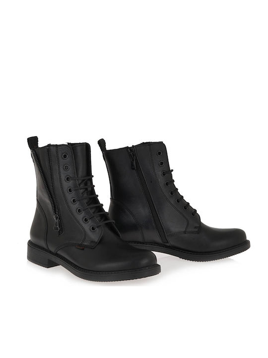 Leather Women's Ankle Boots Black 0267