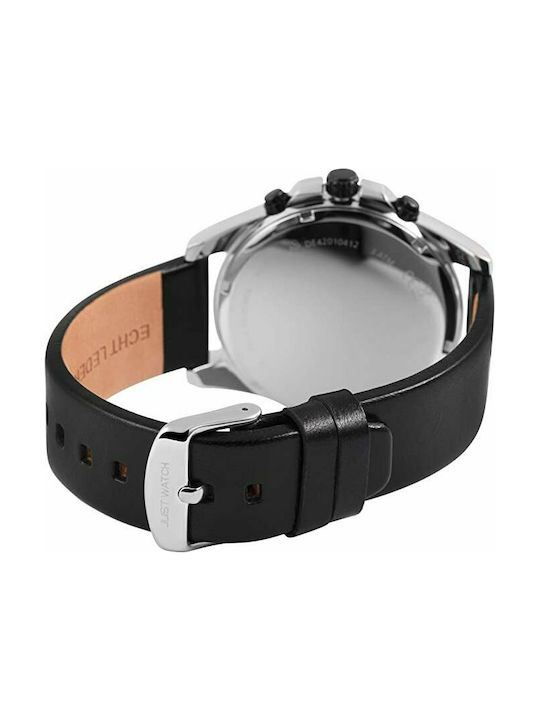 Just Watch Exclusive Watch Chronograph Battery with Black Leather Strap