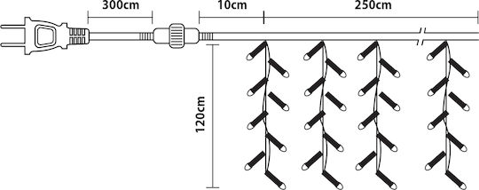 180 Lichter LED 2.5m. x 120cm Warmes Weiß Typ Vorhang 180 Lichter LED 2.5m. x 120cm Warmes Weiß Typ Vorhang