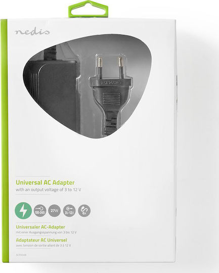 Nedis Universal Τροφοδοτικό 12V 2.25A με Ισχύ 27W με σετ βυσμάτων (ACPA008)