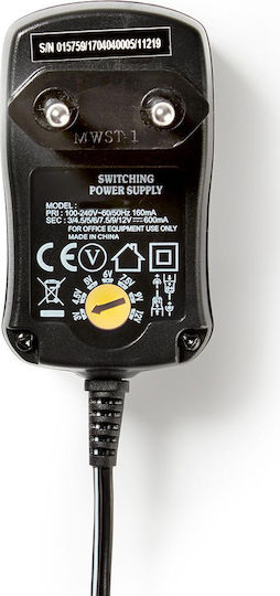 Nedis Универсален Захранващ Блок с Регулируемо Напрежение 12V 0.6A с Мощност 7.2W със сет щекери (ACPA006)