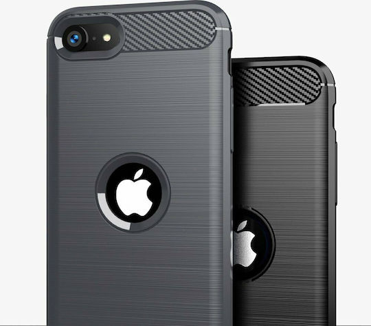 Hurtel Carbon Задна корица Силикон Черен (iPhone SE 2020)