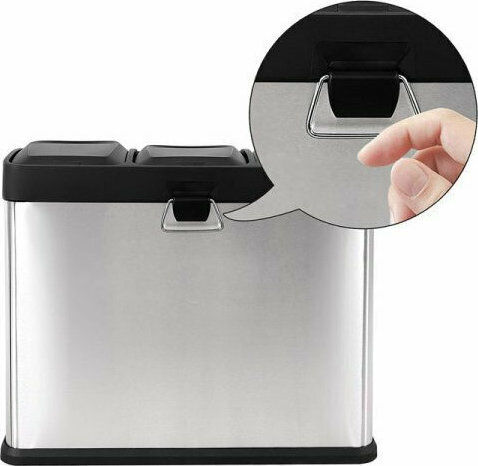Songmics Recycling Mülleimer aus Inox mit Pedal Silber 45lt