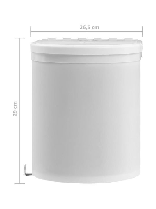 vidaXL Waste Bin Waste Plastic for Cabinet White 12lt 1pcs