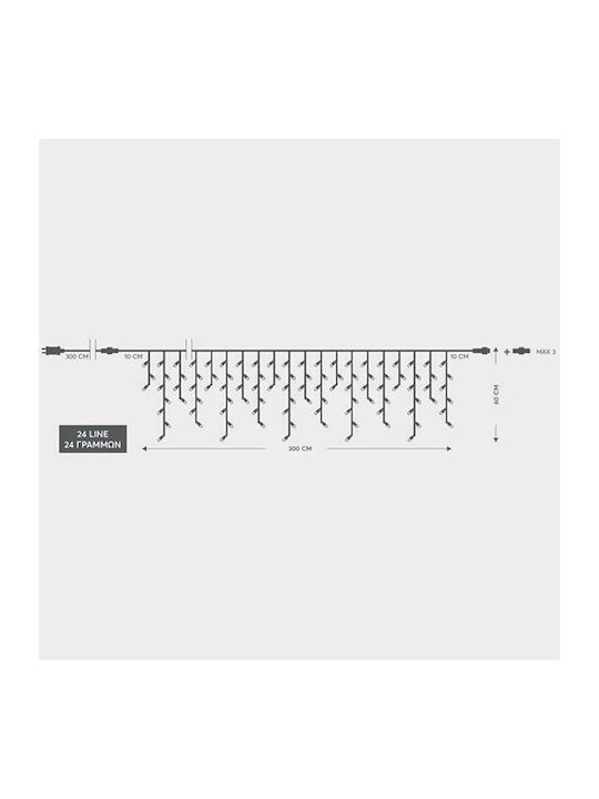 144 Λαμπάκια LED 3μ. x 60εκ. Ψυχρό Λευκό τύπου Βροχή