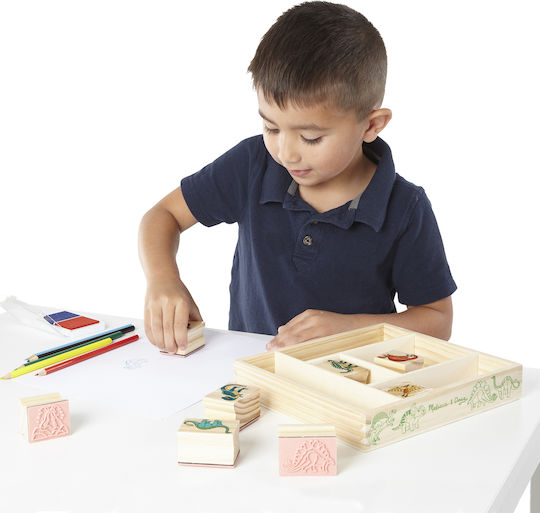 Melissa & Doug Σφραγίδες Ξύλινο Σετ Δεινόσαυροι για Παιδιά 4+ Ετών
