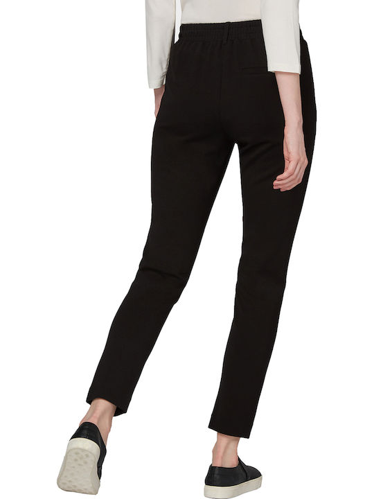 Women's Fabric Trousers with Elastic Loose Fit Black