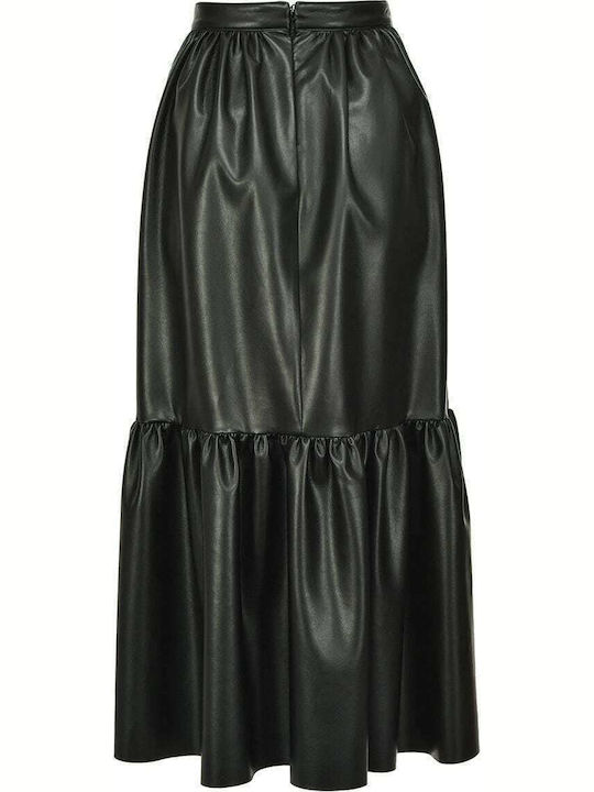 Asterismo 1 Leather Pleated High-waisted Maxi Skirt Black