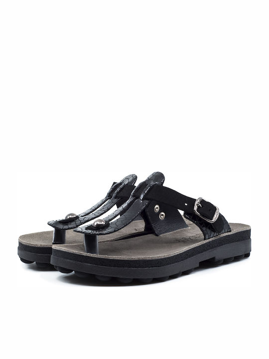 Mirabella Leather Women's Flat Sandals Anatomic Black Illusion