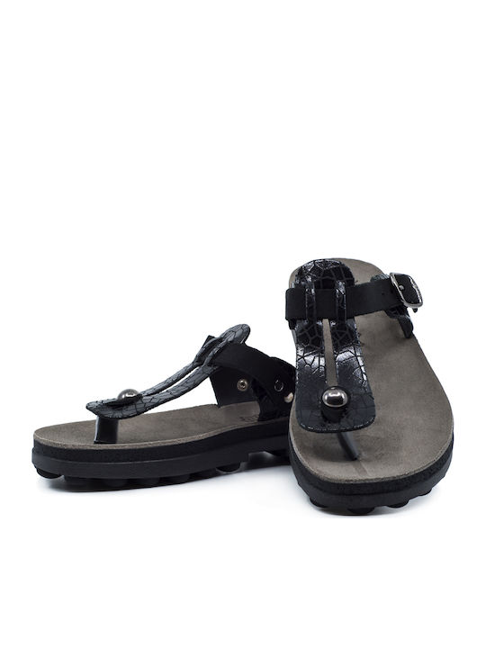 Mirabella Leather Women's Flat Sandals Anatomic Black Illusion