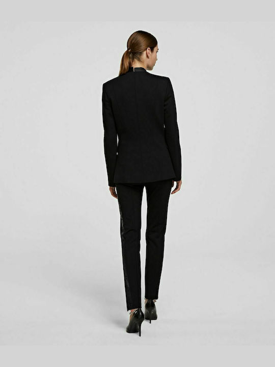 Karl Lagerfeld Women's Fabric Trousers in Slim Fit Black