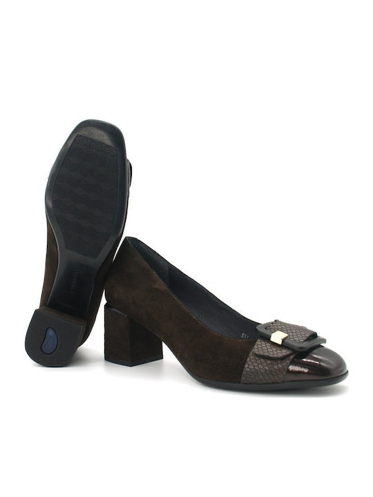 Leather Peep Toe Brown Medium Heels Bridget 10