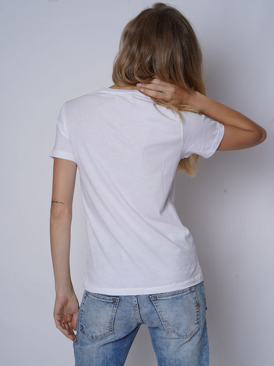 Staff Donna Γυναικείο T-shirt Λευκό με Στάμπα