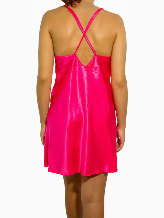 Moongirl Satin Damen Nachthemd Fuchsie Bella