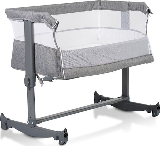 Cangaroo Wiege Always Together mit Matratze, Seitlicher Öffnung und Rädern Grey 108189