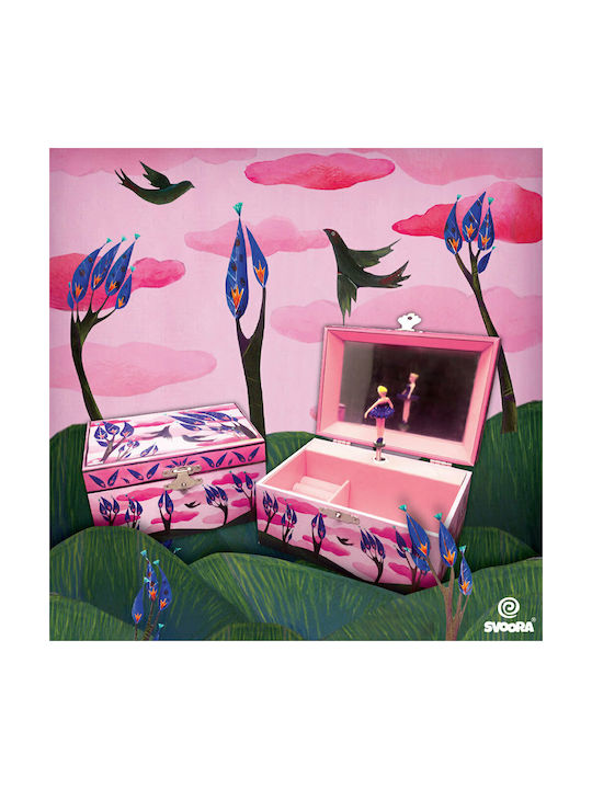 Svoora Kids Jewelry Box Happy Birds Made of Wood Pink