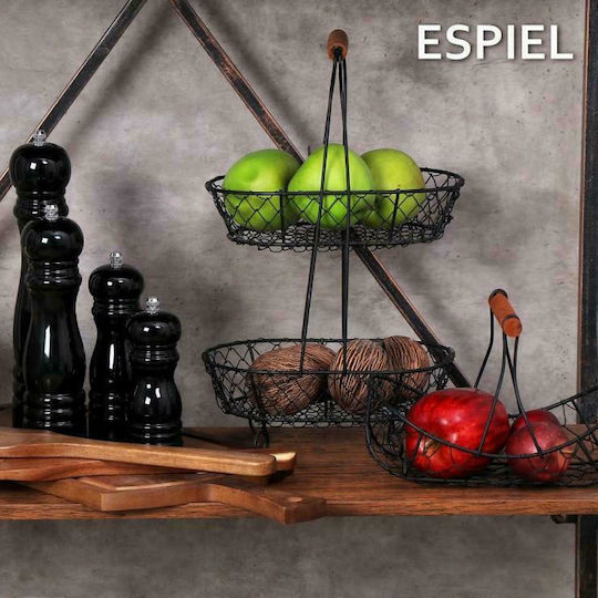 Espiel Obstschale Metallisch Schwarz 23x15x15cm
