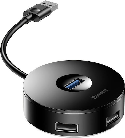 Baseus Round Box USB 3.0 Хъб 4 порта с връзка USB-A Черен