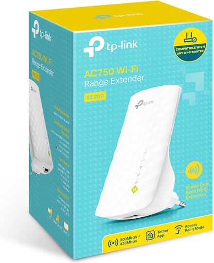 TP-LINK RE200 v3 WiFi удължител Двулентов (2.4 и 5GHz) 750Mbps
