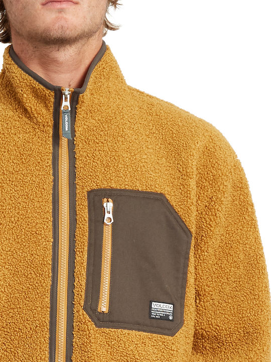 Fuzzar Geacă fleece pentru bărbați cu fermoar Galben