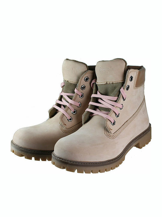 Leather Women's Ankle Boots Beige