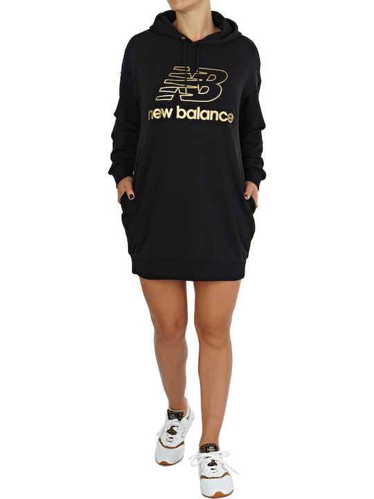 Mini Athletic Dress Long Sleeve with Hood Black