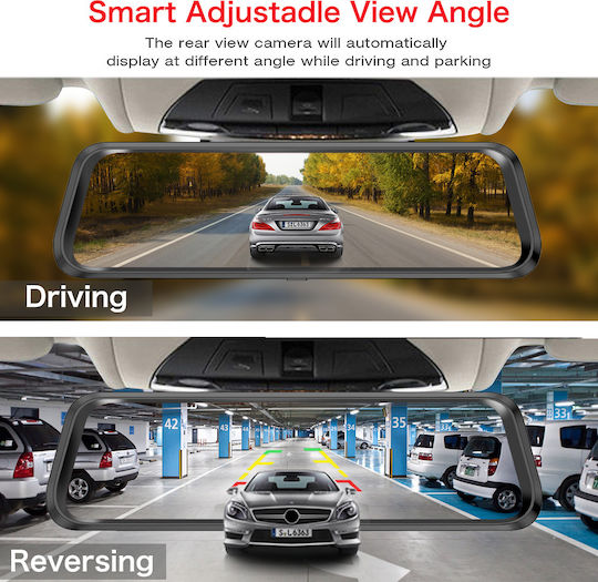 Lenovo V7 Plus Mirror Dash Cam Καθρέπτης με Κάμερα DVR Αυτοκινήτου 1080P με Οθόνη 9.66"
