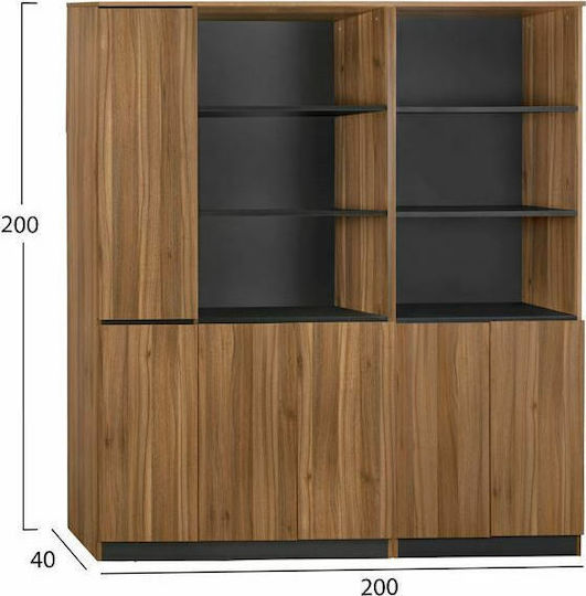 Ξύλινη Ντουλάπα Γραφείου Supreme Καρυδί 200x40x200cm