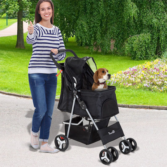 Pawhut Wasserdicht Kinderwagen für Hunde / Katzen bis 15kg Schwarz L77xH47cm. D00-083BK