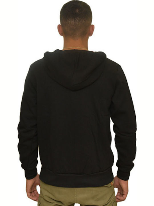 Paco & Co Men's Sweatshirt Jacket with Hood and Pockets Black / White