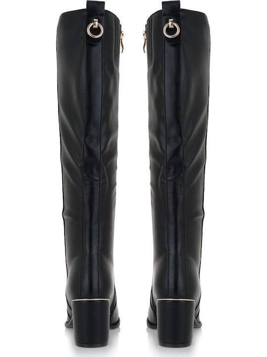 Medium Heel Women's Boots with Zipper Black