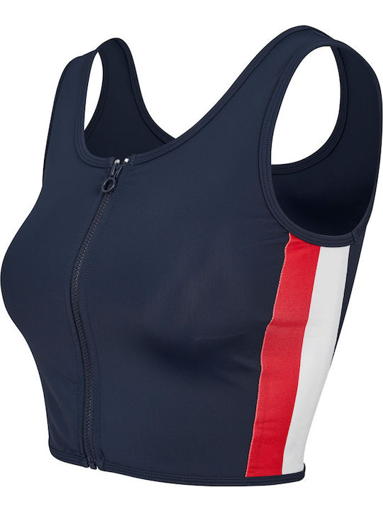 Γυναικείο Καλοκαιρινό Crop Top Αμάνικο Ριγέ Navy Μπλε