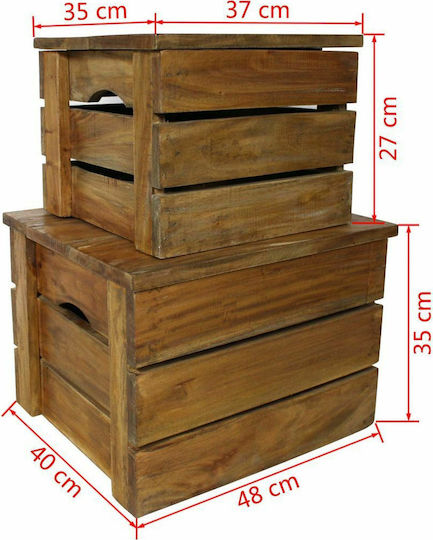 vidaXL Decorative Crate Garden Wooden Set 2pcs 48cmx40cmx35cm 244498