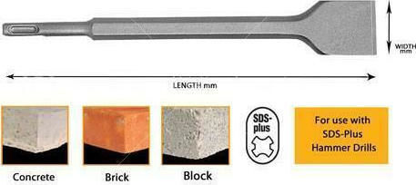 Dewalt Chisel Bits 250x40mm with SDS Plus Socket
