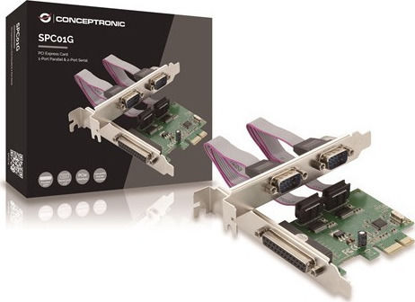 Conceptronic PCIe Controller with 3 DB25 Parallel / RS232 DB9 Serial Ports